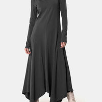 Ursime Casual Cowl Neck Long Sleeve Irregular Hem Maxi Dress