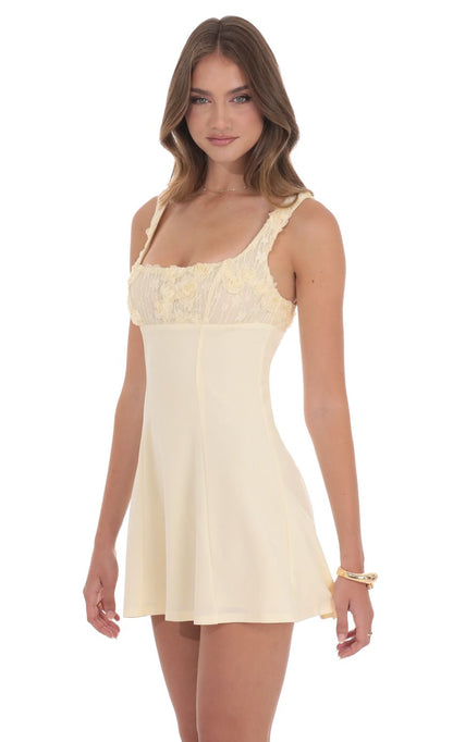 Lucy In The Sky Florette Bust Skater Dress in Cream