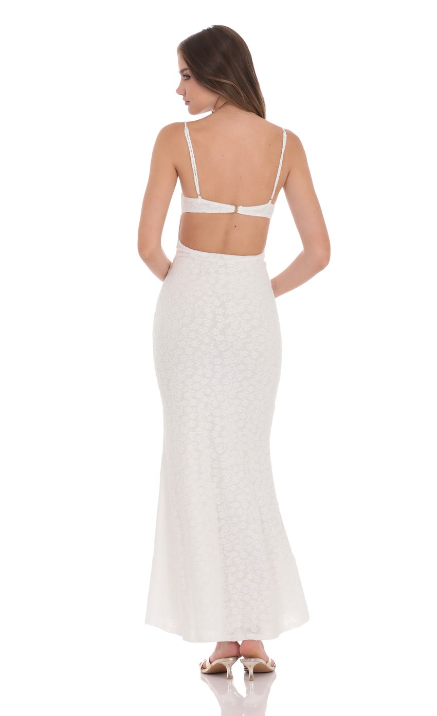 Lucy In The Sky Textured Floral Maxi Dress in White