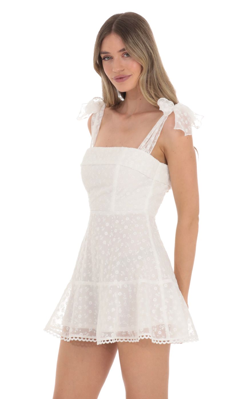 Lucy In The Sky Floral Embroidered A-line Dress in White