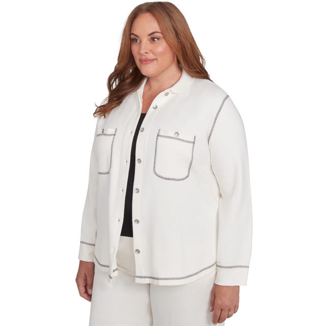 Alfred Dunner Women's Button Up Shirt Jacket