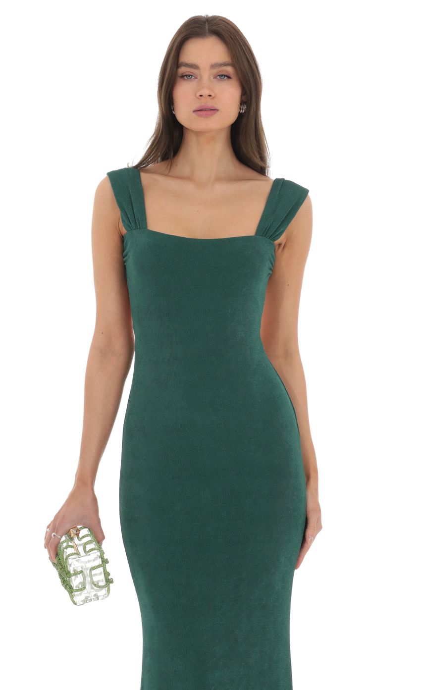 Lucy in the Sky Open Back Maxi Dress in Green