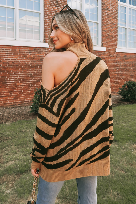 Cupshe Tiger Striped Open-Shoulder Sweater (x2)