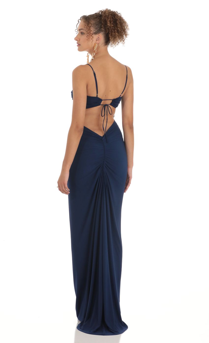 Lucy In The Sky Ruched Maxi Dress in Navy