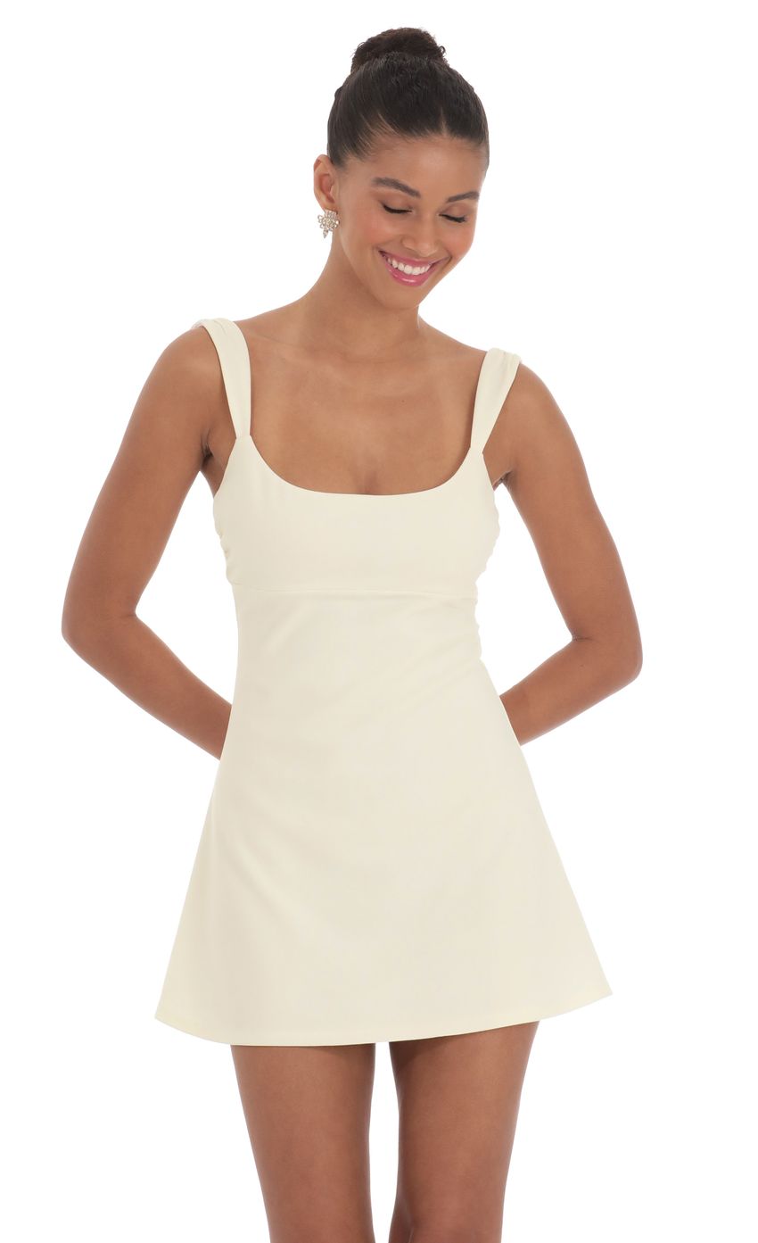 Lucy In The Sky Wide Strap Flare Dress in Ivory
