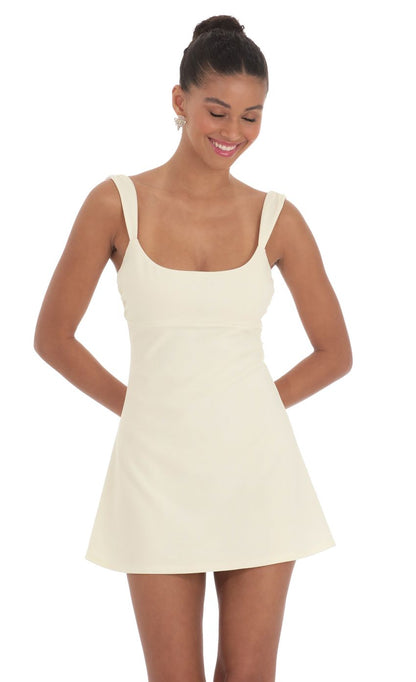 Lucy In The Sky Wide Strap Flare Dress in Ivory