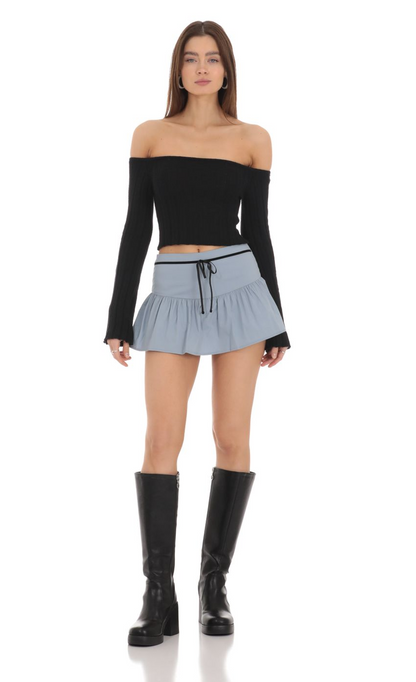 Lucy in the Sky Velvet Ribbon Skort in Blue