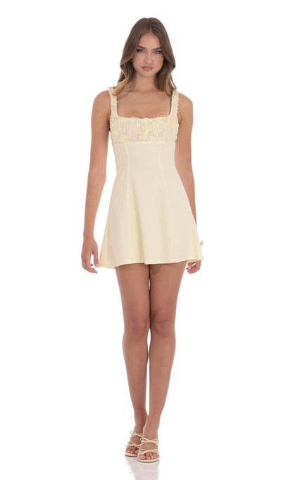 Lucy In The Sky Florette Bust Skater Dress in Cream