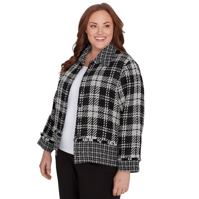 Alfred Dunner Women's Spliced Plaid Boucle Jacket