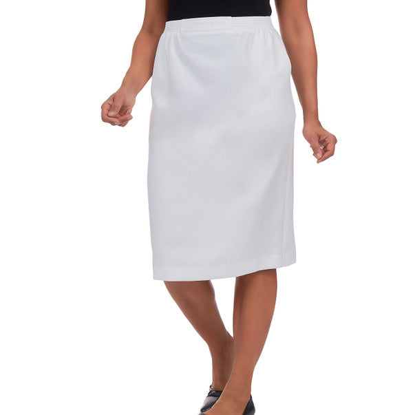 Alfred Dunner Women's Cinch Waist Midi Skirt With Slant Pockets - WHITE