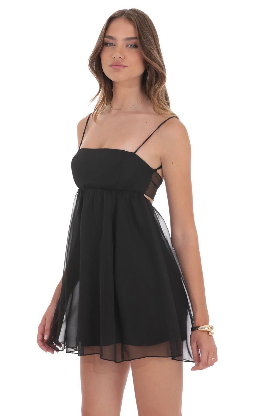 Lucy In The Sky Chiffon Babydoll Dress in Black