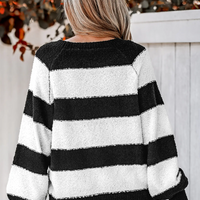 Cupshe Striped Raglan Sleeve Fuzzy Knit Sweater (x2)