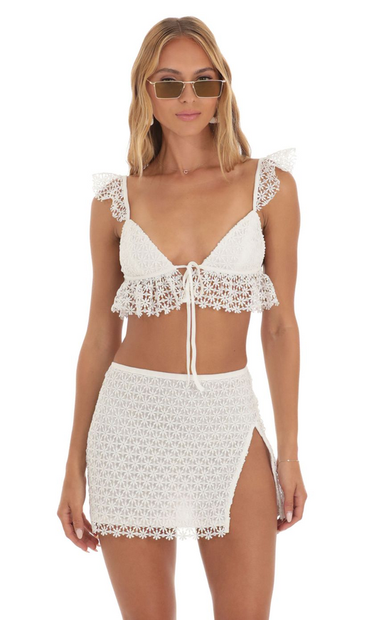 Lucy in the Sky Embroidered Floral Two Piece Set