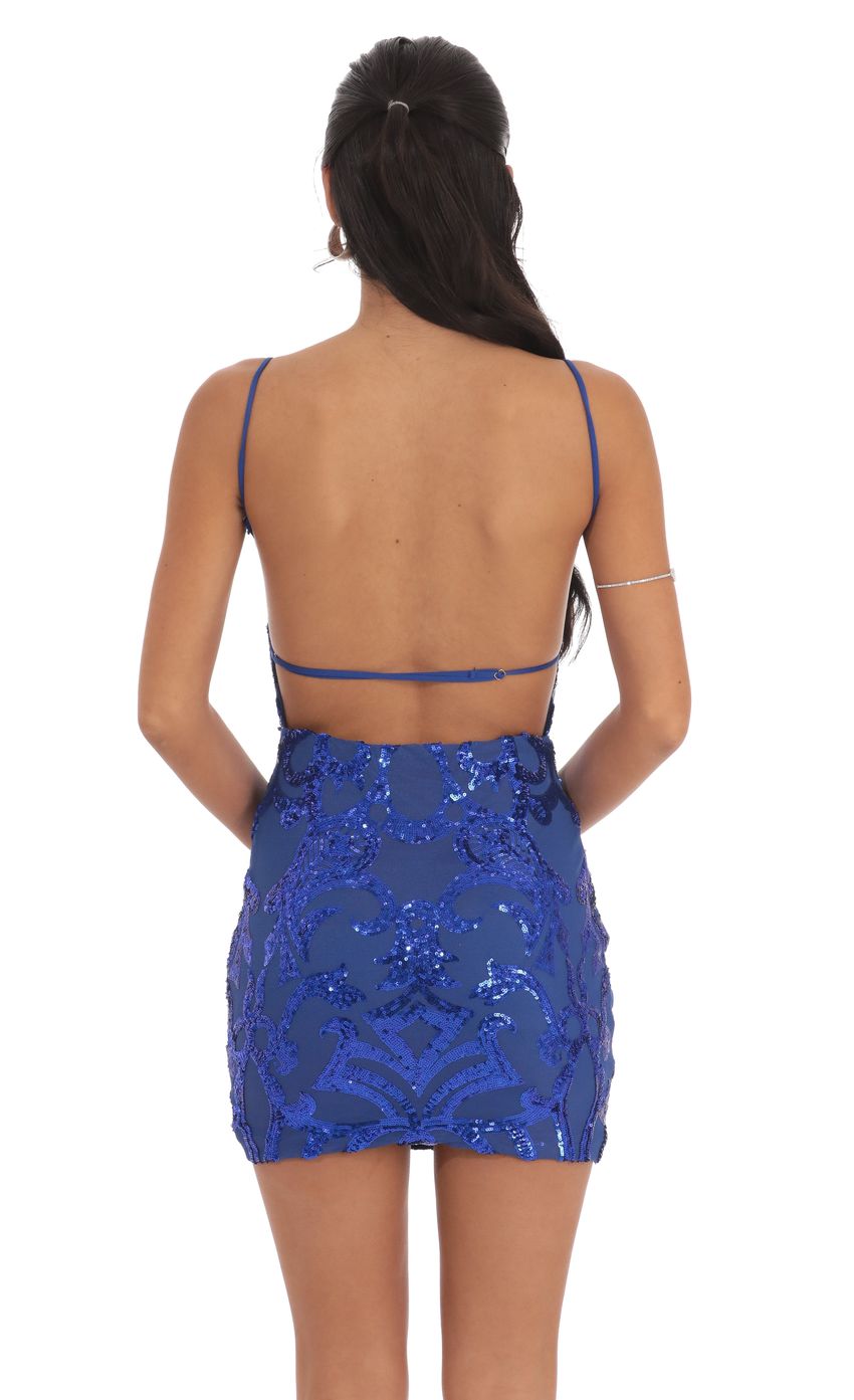 Lucy In The Sky Sequin Bodycon Dress in Royal Blue