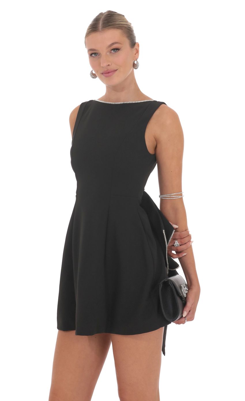 Lucy In The Sky Attachable Rhinestone Fishtail Dress in Black