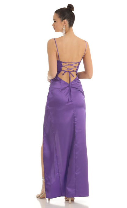 Lucy In The Sky Twist Maxi Dress in Purple