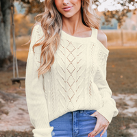 Cupshe Cutout Cable Knit One-Shoulder Sweater (x2)