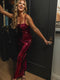 Cupshe x JoJo Red Wine Square Neck Sequin Maxi Dress