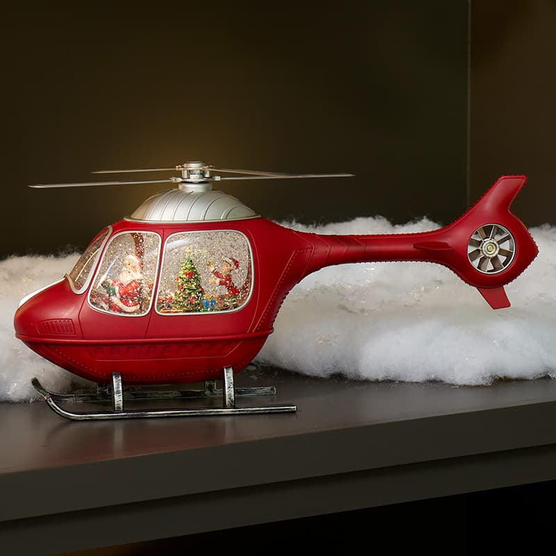 Cracker Barrel Santa's Helicopter Glitter Globe