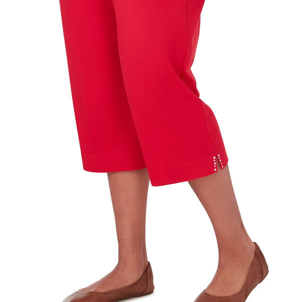 Alfred Dunner Women's Twill Capri With Pockets - RED