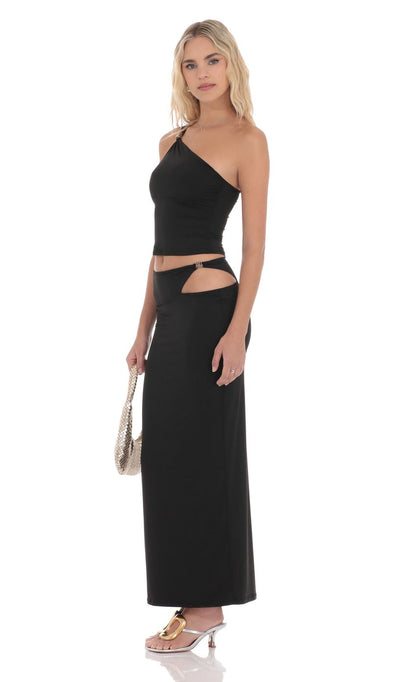Lucy In The Sky One Shoulder Embellished Top in Black