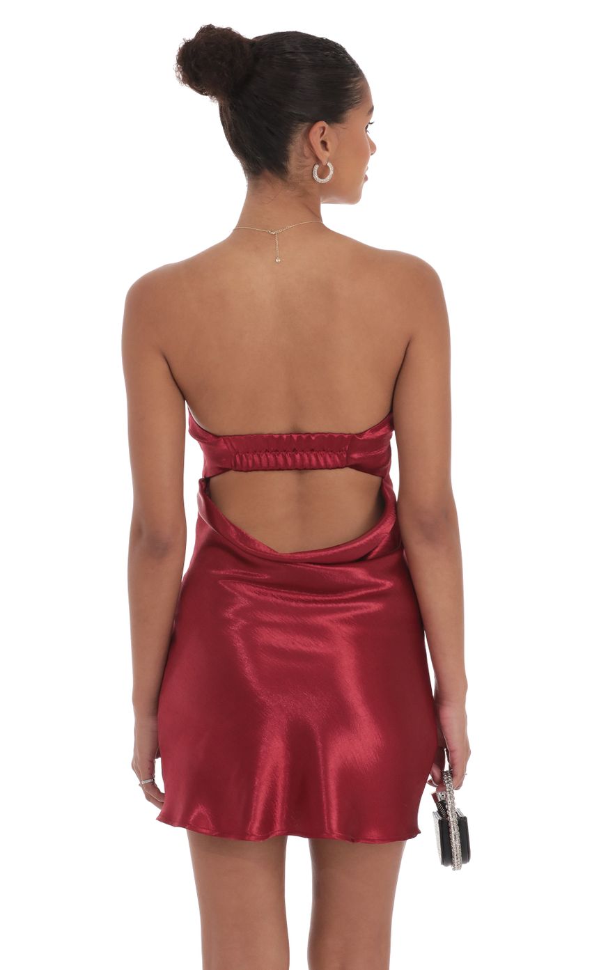 Lucy In The Sky Satin Strapless Slip Dress in Maroon