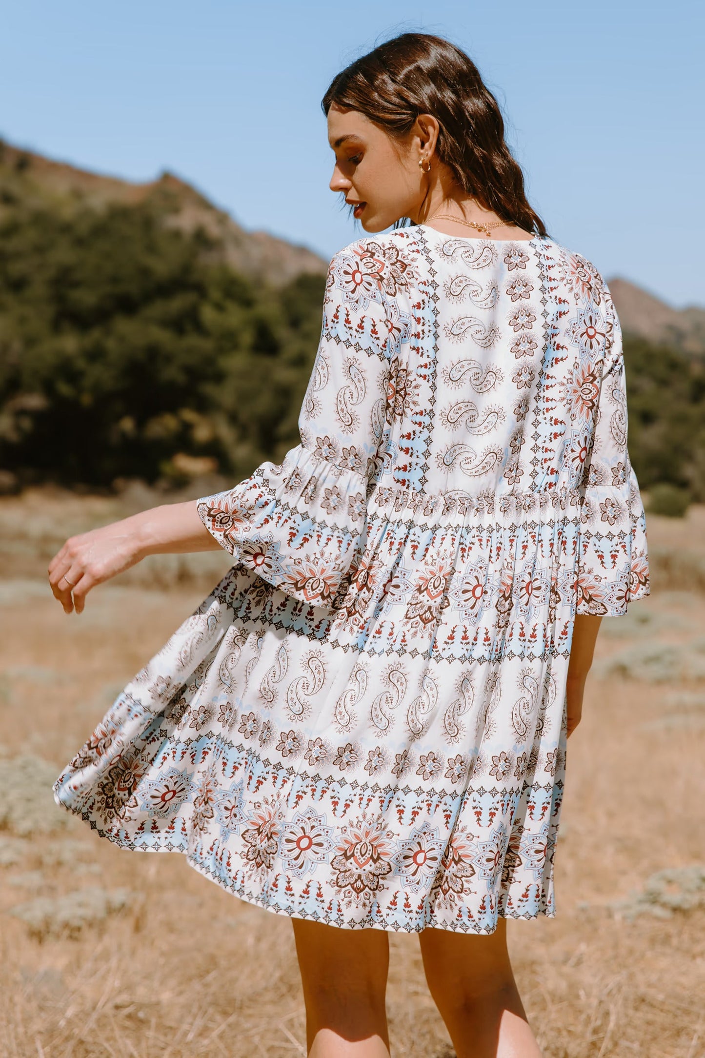 Cupshe Paisley Boho Flared Sleeve Mini Dress