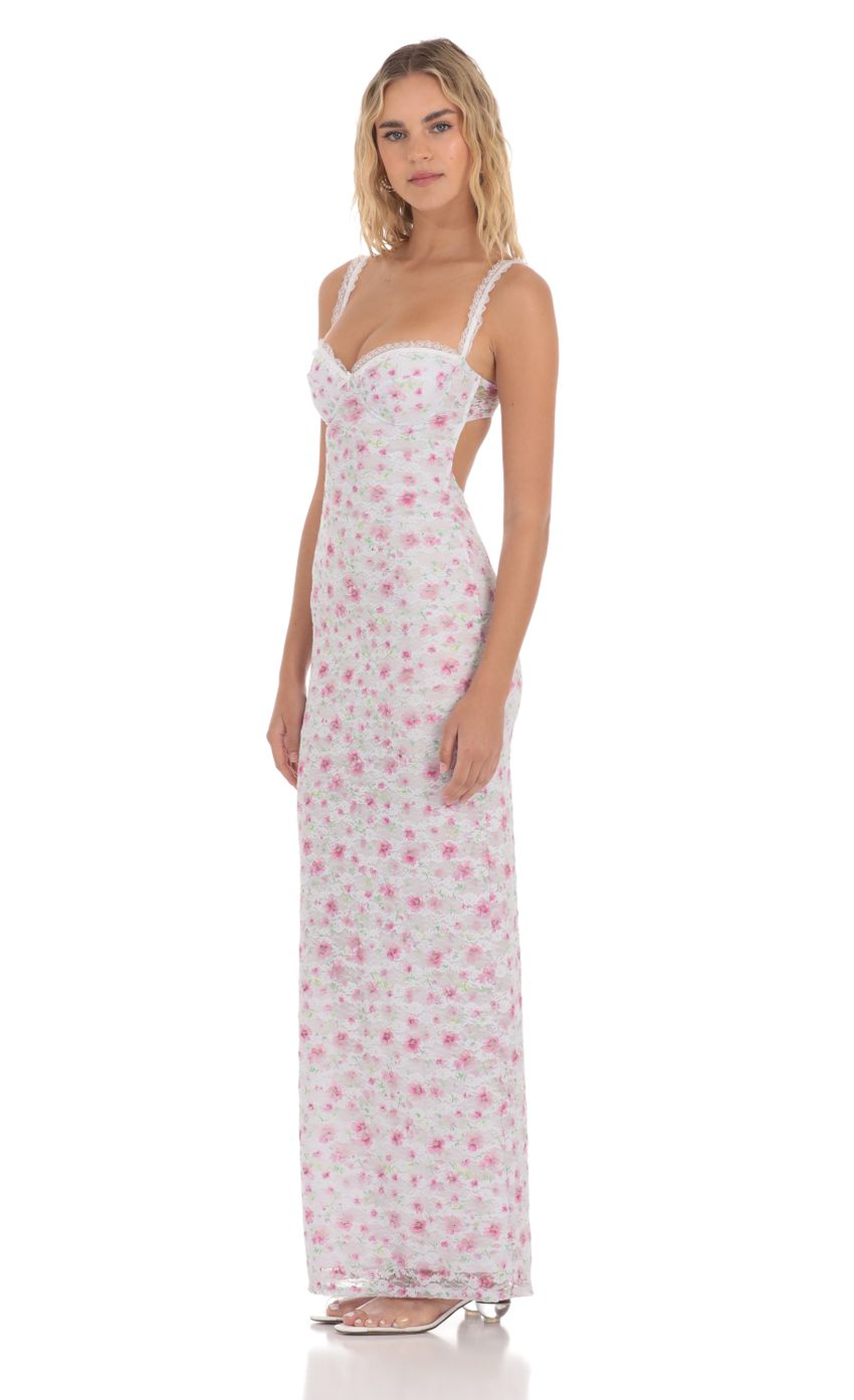 Lucy In The Sky Lace Floral Maxi Dress in White