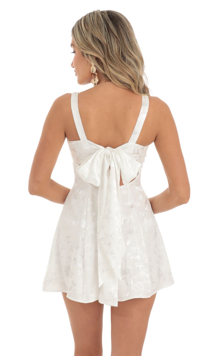 Lucy In The Sky Floral Jacquard A-Line Dress in White