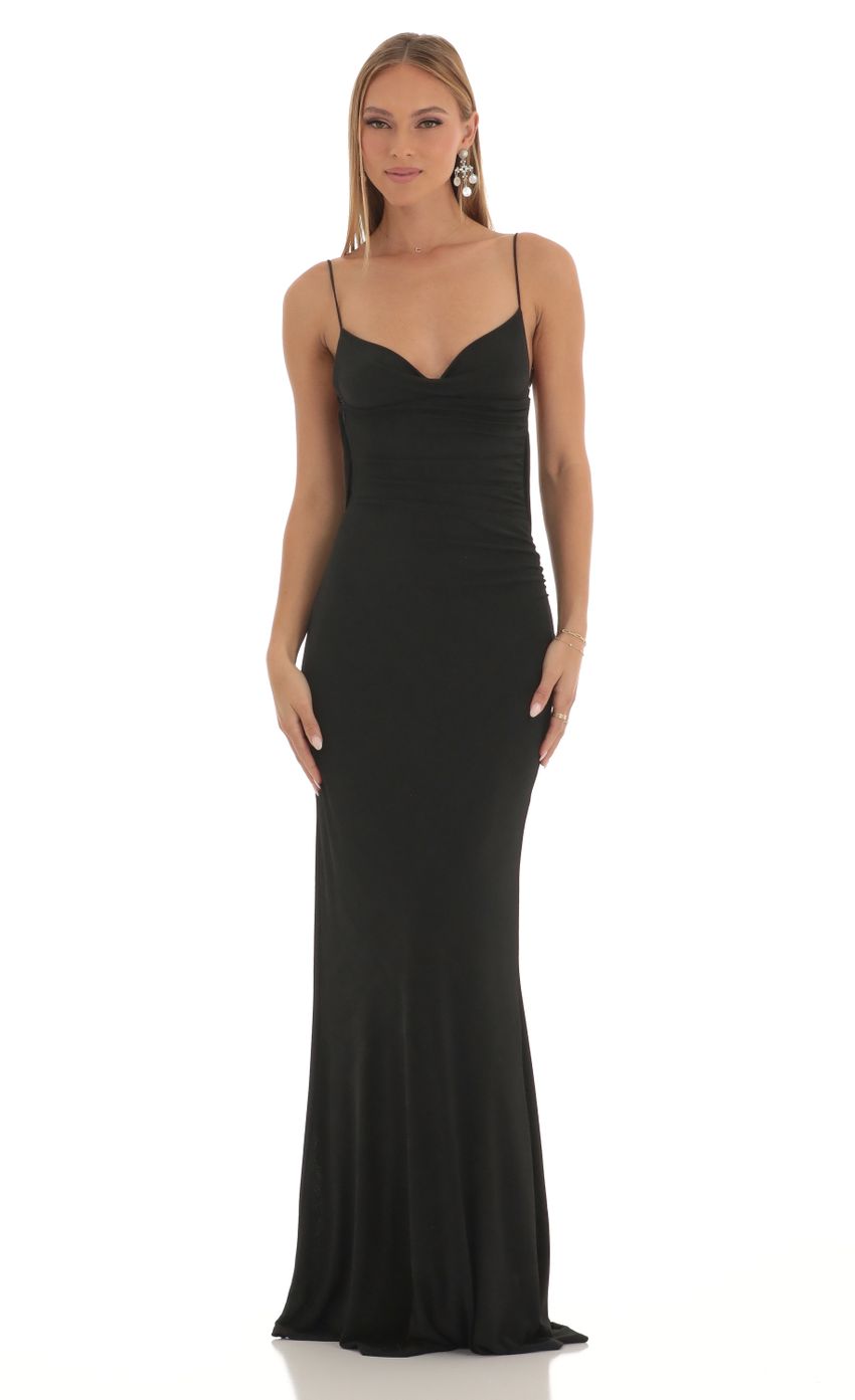 Lucy In The Sky Lace Open Back Maxi Dress in Black