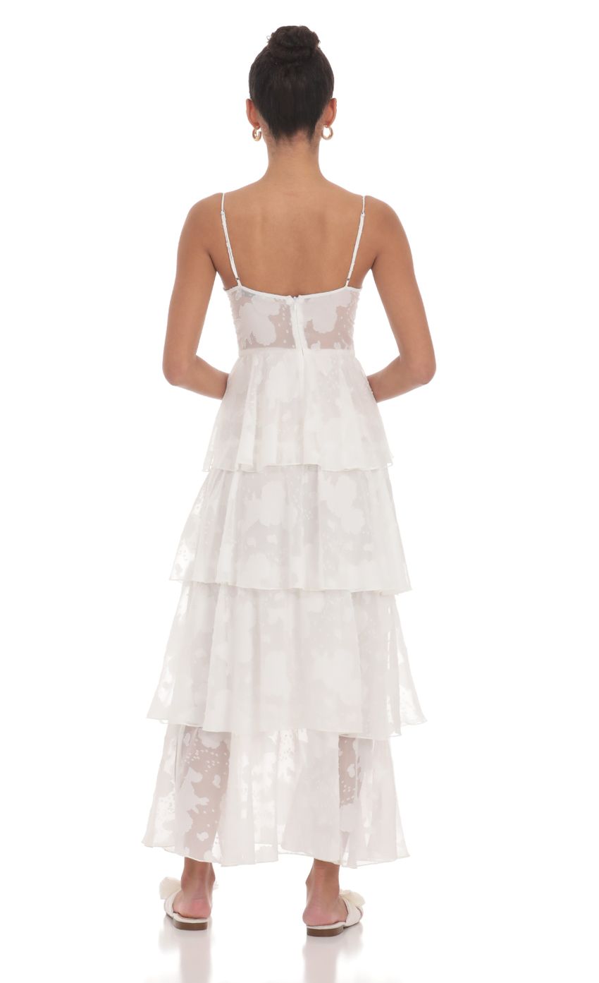Lucy In The Sky Floral Ruffle A-line Maxi Dress in White