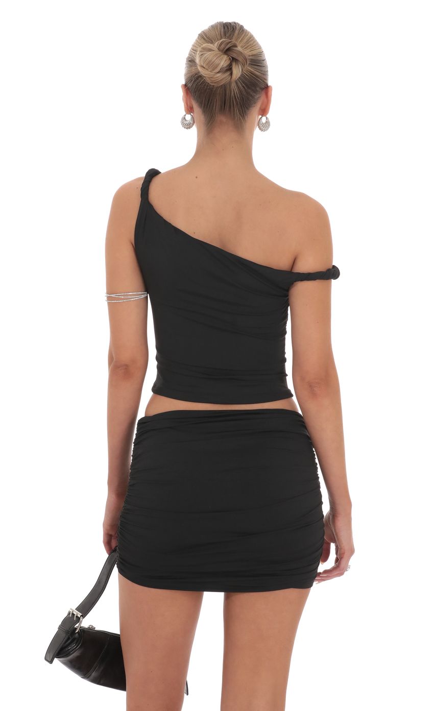 Lucy In The Sky Twist Off Shoulder Two Piece Set in Black