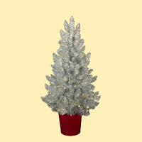 Cracker Barrel 4.5' Prelit Silver Tinsel