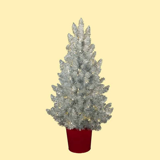 Cracker Barrel 4.5' Prelit Silver Tinsel