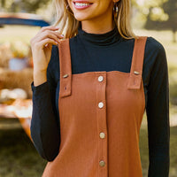 Cupshe Brown Corduroy Square Neck Pinafore Dress (x2)