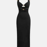 Cupshe x JoJo Black Diamond Neck Cutout Maxi Dress