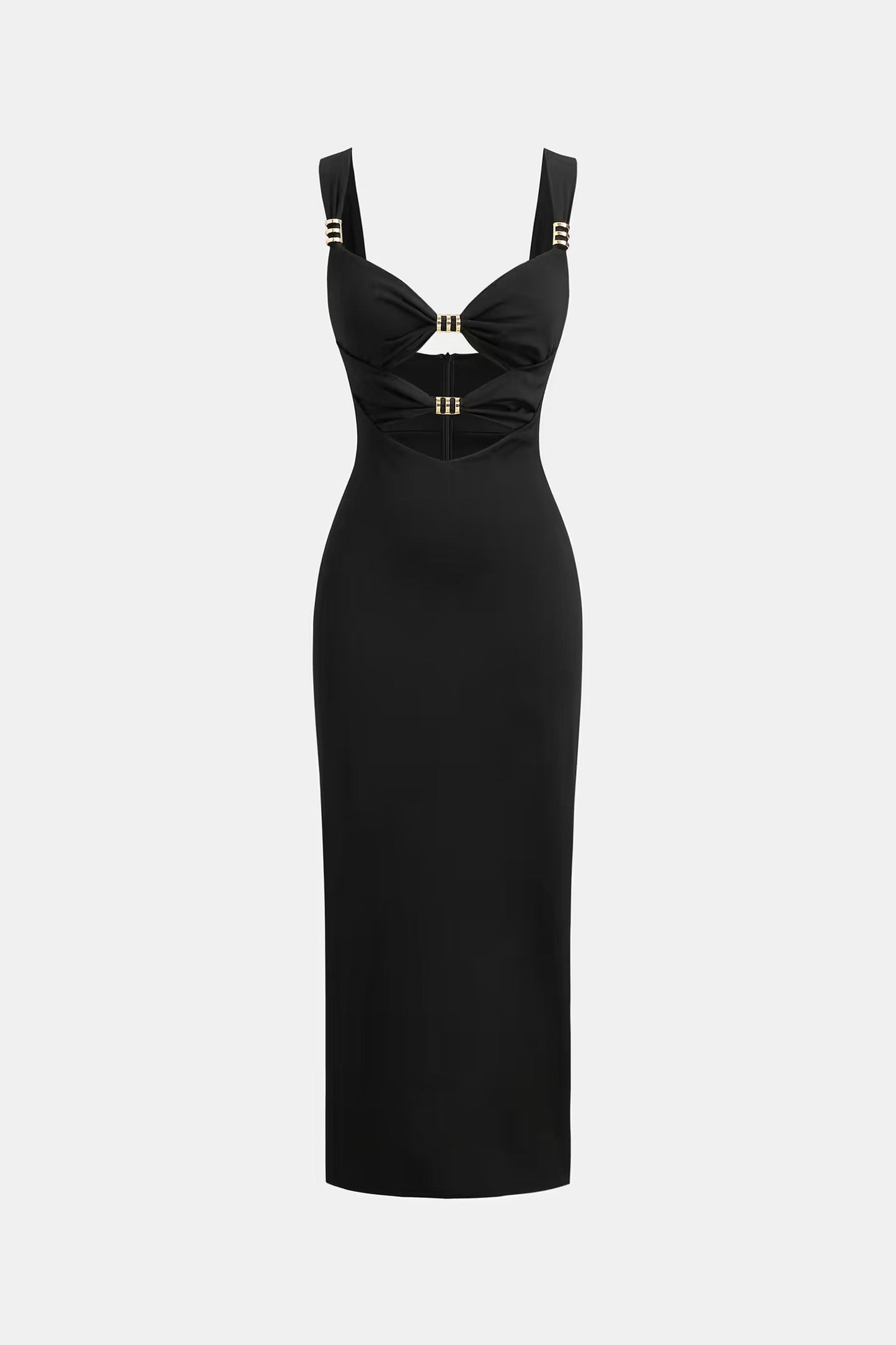 Cupshe x JoJo Black Diamond Neck Cutout Maxi Dress