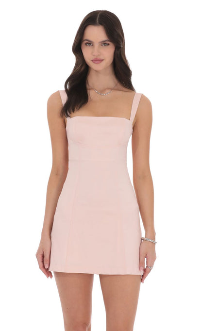 Lucy In The Sky Back Bow Bodycon Dress in Pink