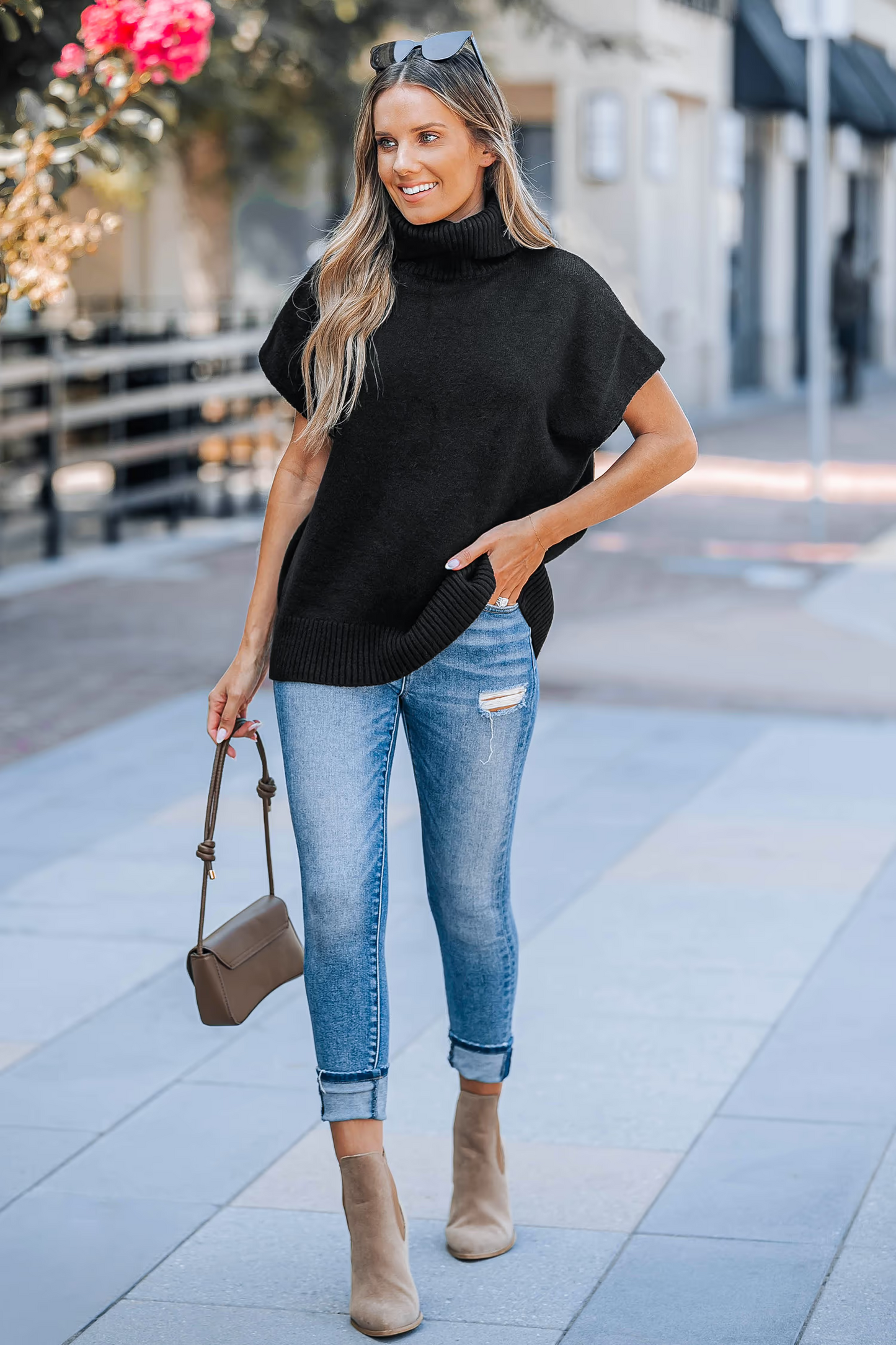 Cupshe Short Sleeve Knit Turtleneck (x2)