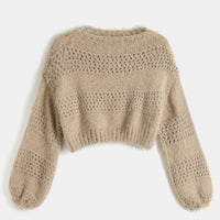 Cupshe x JoJo Camel Fuzzy Cutout Knit Sweater