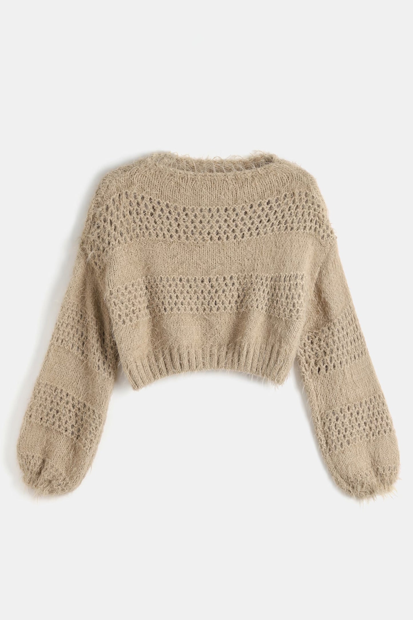 Cupshe x JoJo Camel Fuzzy Cutout Knit Sweater