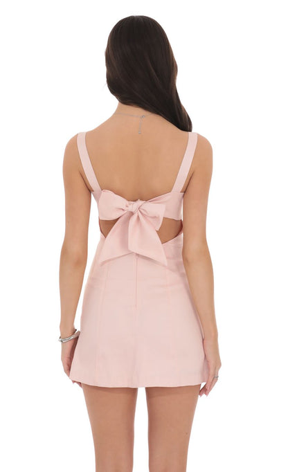 Lucy In The Sky Back Bow Bodycon Dress in Pink