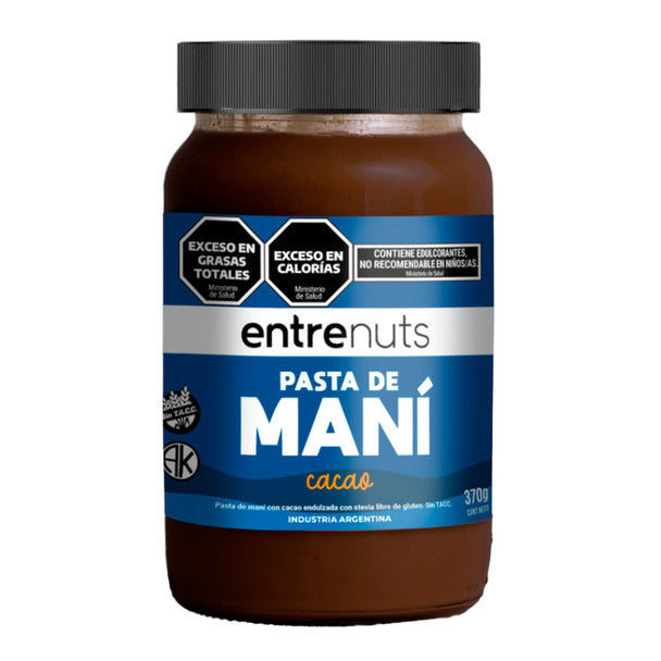 Pampa Direct Entre Nuts Peanut Butter with Cocoa, Stevia Sweetened, Gluten-Free Pasta de Maní con Cacao Endulzada con Stevia, 370 g / 13.05 oz