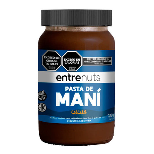 Pampa Direct Entre Nuts Peanut Butter with Cocoa, Stevia Sweetened, Gluten-Free Pasta de Maní con Cacao Endulzada con Stevia, 370 g / 13.05 oz