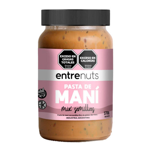 Pampa Direct Entre Nuts Peanut Butter with Seed Mix, Gluten-Free Pasta de Maní con Mix de Semillas, 370 g / 13.05 oz