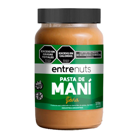 Pampa Direct Entre Nuts Peanut Butter with Stevia, Gluten-Free Pasta de Maní con Stevia, 370 g / 13.05 oz