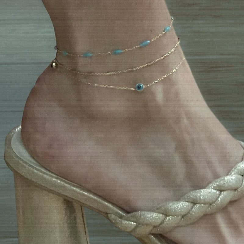 ARGENTO VIVO THE AQUA ENAMAL ANKLET