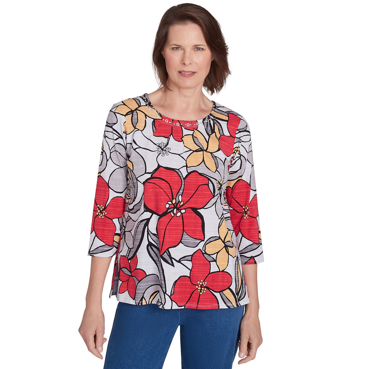 Alfred Dunner Women's Bold Floral Print Tee