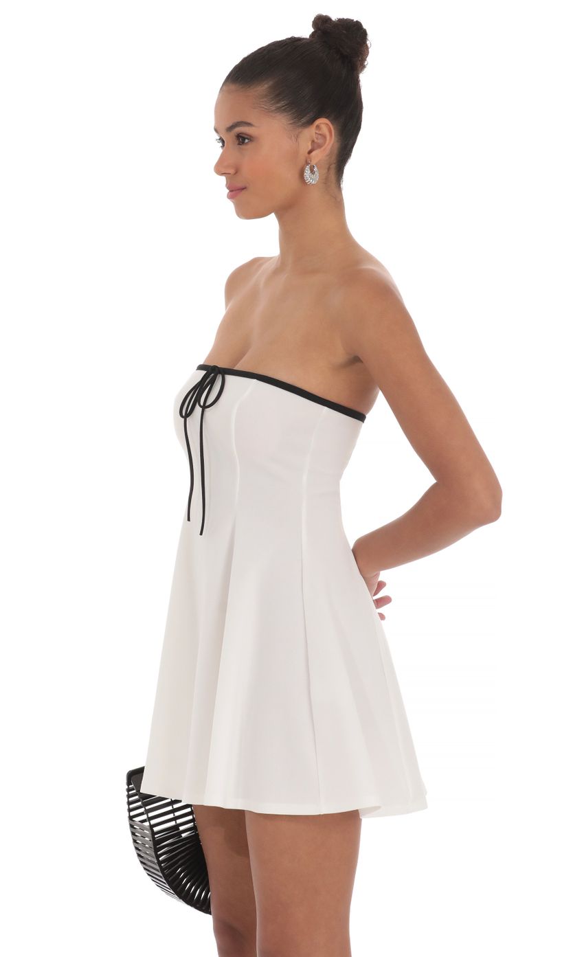 Lucy In The Sky Black Trim Fit and Flare Dress in White