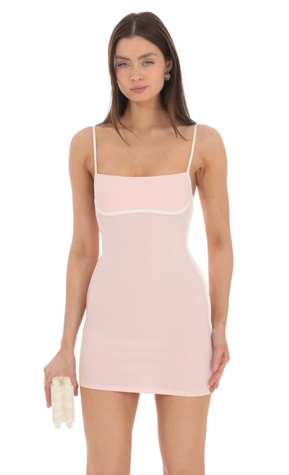Lucy In The Sky Outline Bodycon Dress in Pink